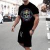 Мужской комплект футболки и шорт с графическим принтом в стиле аниме плюс размер, модные оверсайз-наряды из 2 предметов, мужская одежда