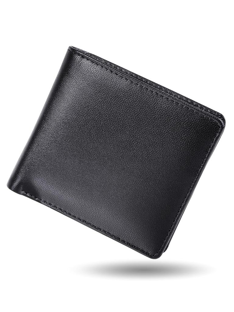 Mura Bifold Genuine Holds 7 Hidden Pocket Type Vertical Coin Men's Wallet, Leather, Lightweight, Cards, (Black, A Pocket)