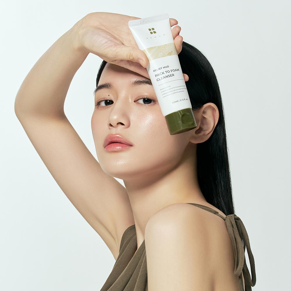 BRMUD Recovery Boryeong Mud Pack-to-Foam Cleanser – Detoxifying & Soothing Face Wash, Korean