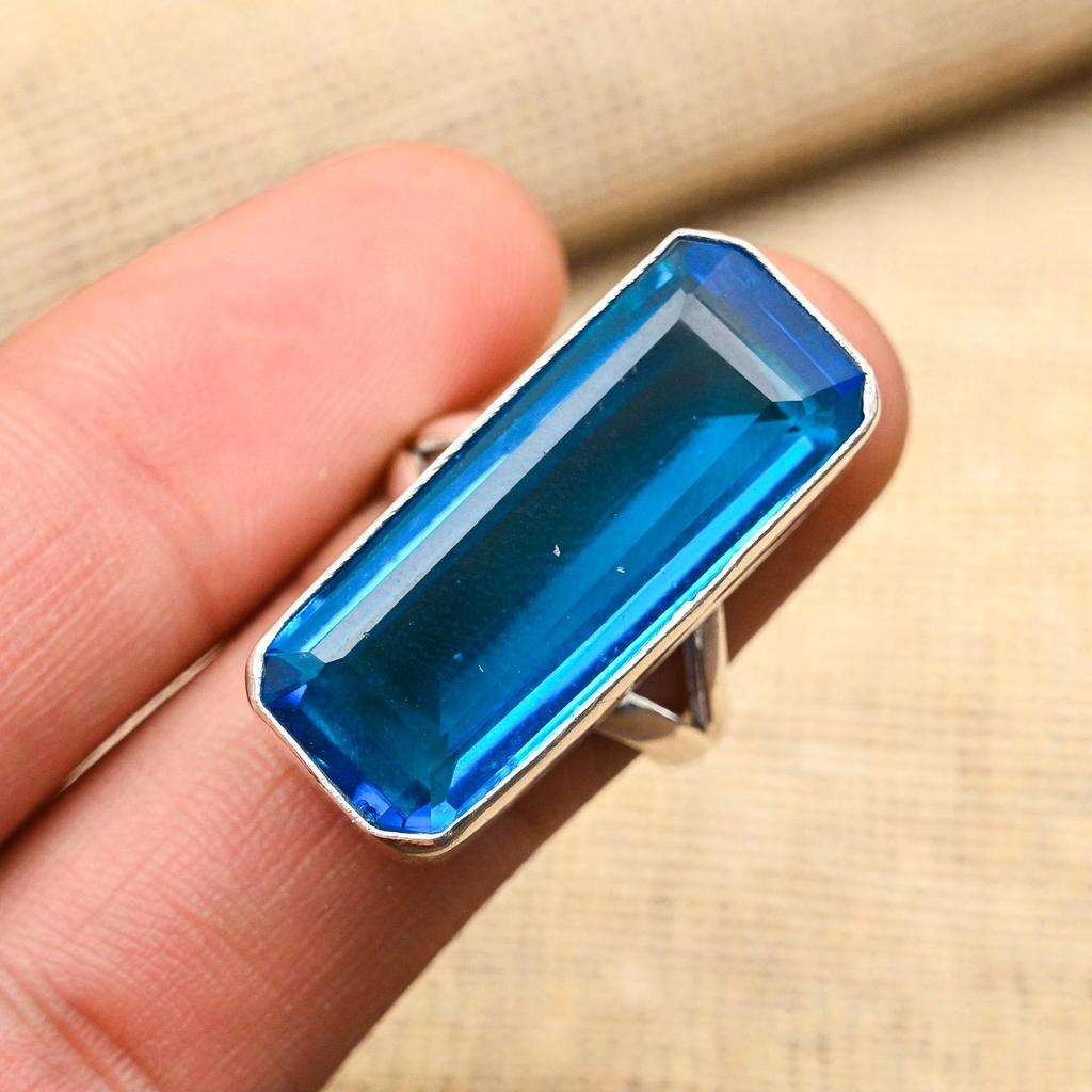 Привлекательное кольцо из стерлингового серебра 925 пробы с драгоценным камнем ручной работы для женщин