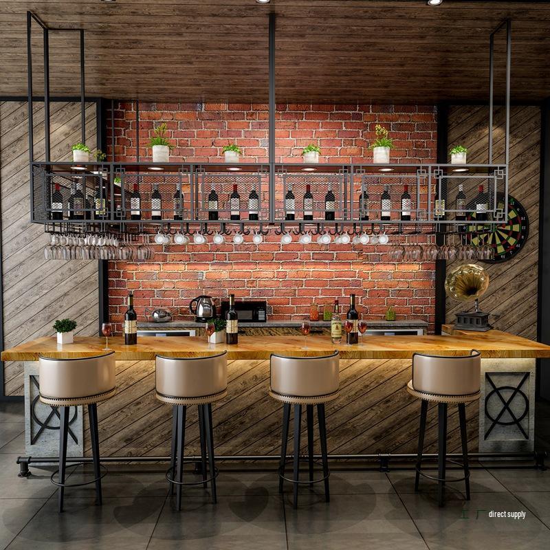 Wrought Iron Hanging Wine & Stemware Rack for Bar or Restaurant