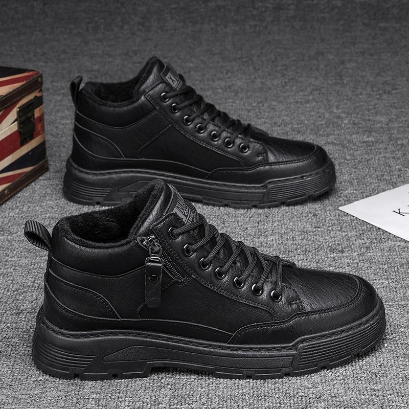 Модные мужские ботильоны с высоким верхом, сохраняющие тепло, мужские зимние ботинки, нескользящие зимние ботильоны, уличная зимняя обувь, мужские теплые кроссовки