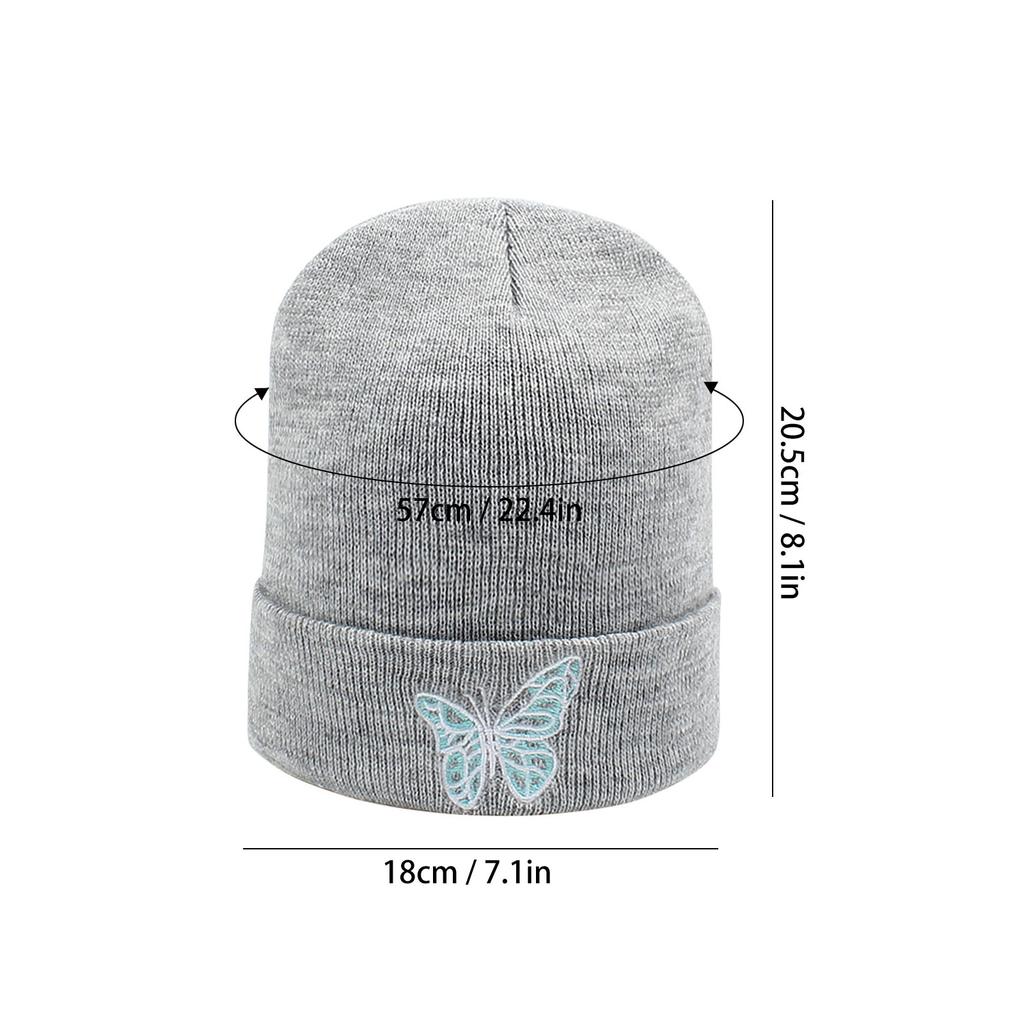 Мужские и женские зимние вязаные шапочки с вышивкой бабочкой, теплая удобная повседневная шапка