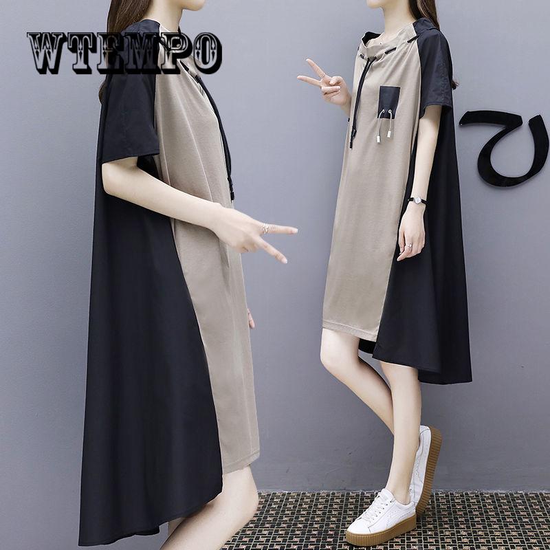 Свободное платье женское в европейском стиле, лето 2019, новые повседневные утягивающие платья с надписью, женские длинные большие размеры