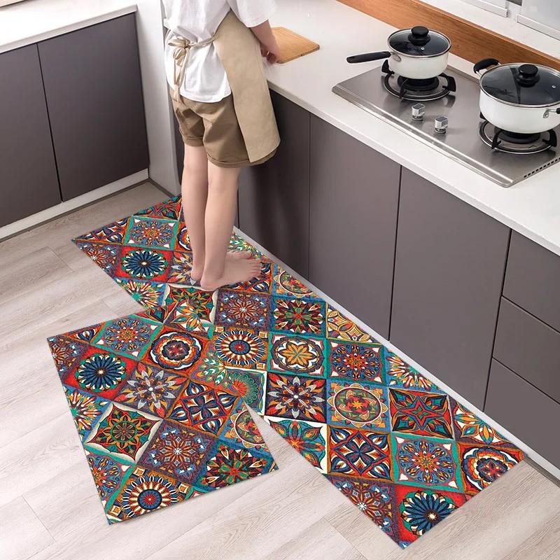 Кухня Двухкомпонентный Коврик для лица Простой Нескользящий Износостойкий Грязный Прихожая Напольные коврики Домашнее украшение