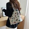 Canvas Zipper Shoulder Bag for Women Butterfly Print Casual Tote Bags Large Capacity Fashion