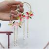 Pink Peach Blossom Bun Hairpin Imitation Pearl Round Bun Ponytail Holder  Women Girls
