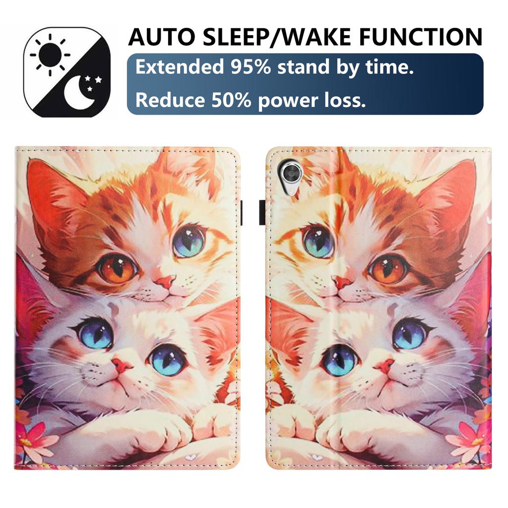 Для планшета Lenovo Tab M9 TB-310FU Чехол Текстура личи Узорная печать Кожаная обложка Автоматический сон/пробуждение с держателем для карт