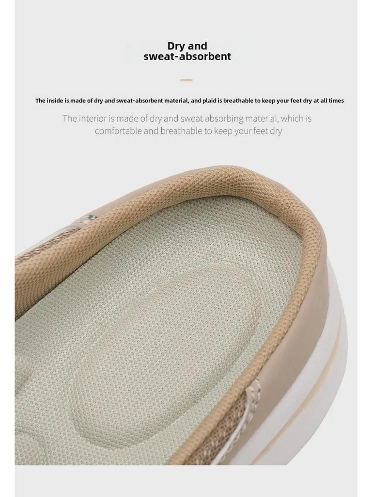 Летние женские повседневные тапочки Baotou с разноцветной сеткой и полузавязками 2023 года