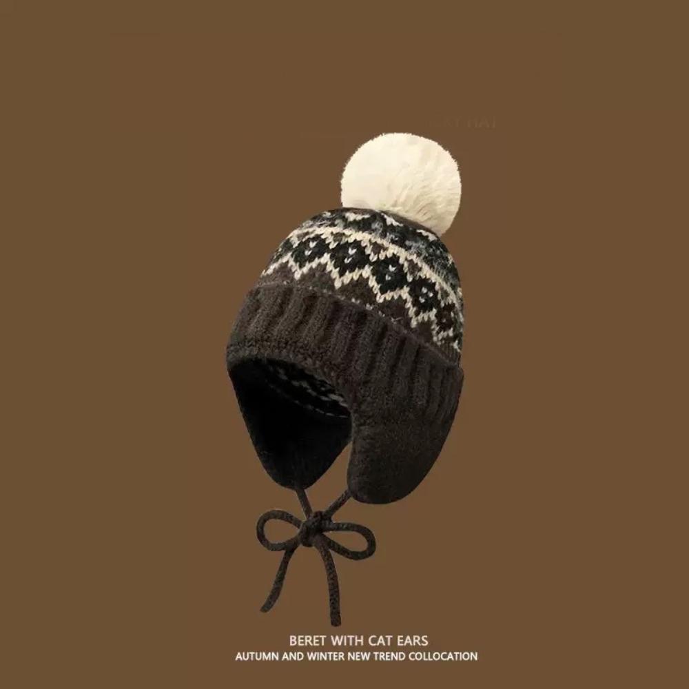 Wool Fair Isle Style Beanies Printed Lei Feng Hat Fashion Jacquard Knitted Hat  Outdoor