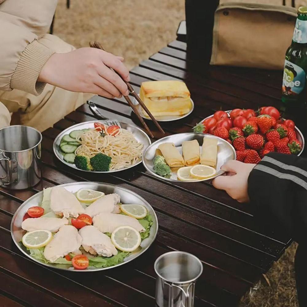 Round Shape Picnic Dinner Plate 14/17/20/23/26cm Dessert Plate Simple Dining Tray  Outdoor Camping