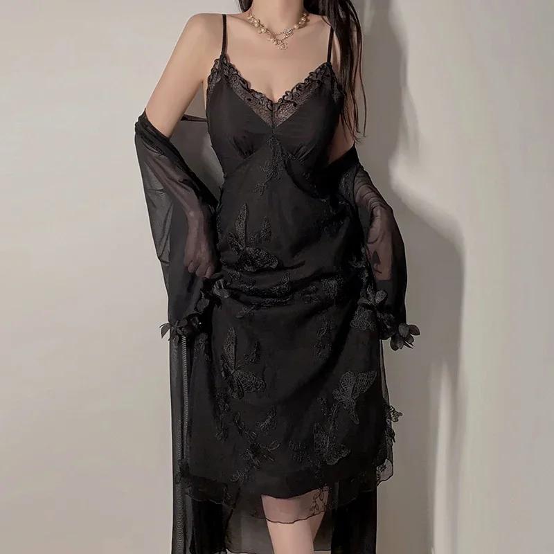 Комплект халата, женское лоскутное кружевное платье-комбинация с бюстгальтером, облегающая сексуальная женская пижама