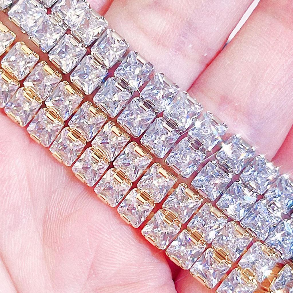 Ювелирные изделия ручной работы высшего качества CMM, квадратный цирконий, серебристый, золотой, свадебный браслет, широкий браслет для женщин