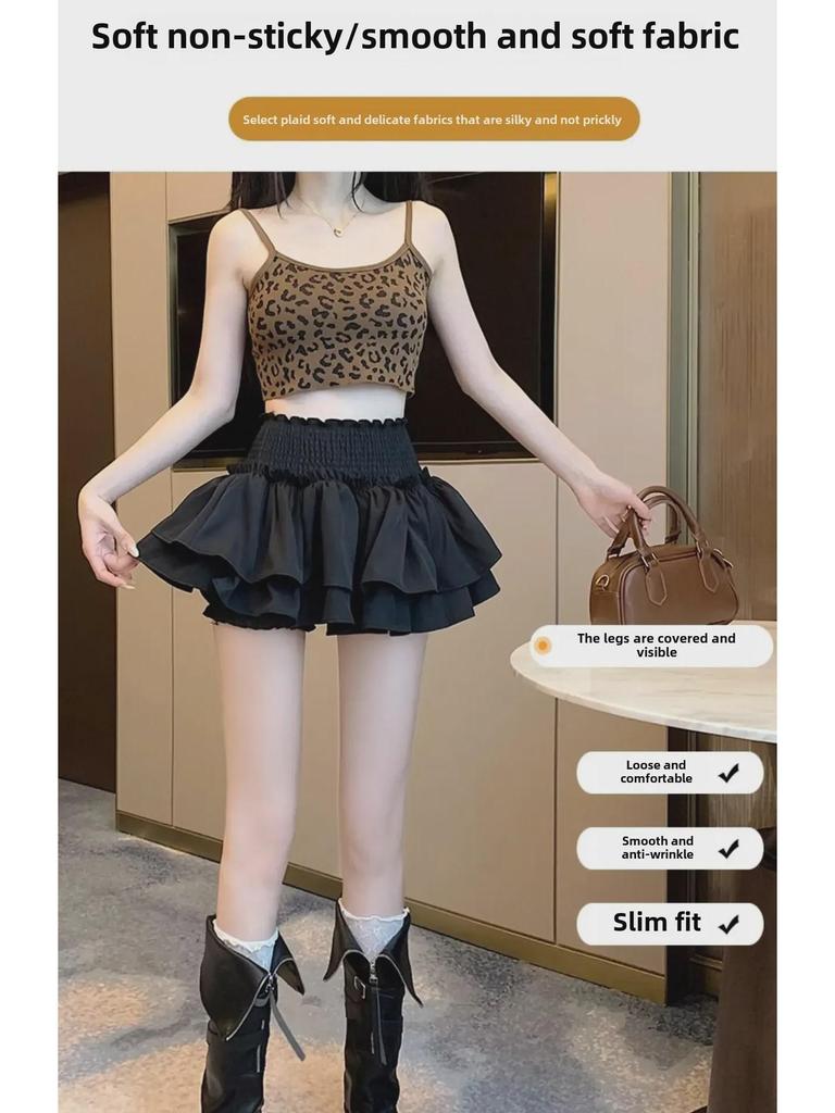 2024 Women's High-Waist White Puffy Mini Skirt for Spring and Summer