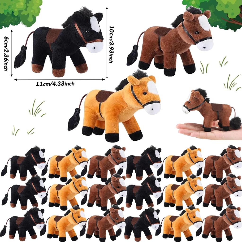 12-120Pcs 4Inch Horse Stuffed Animal Horse Toys Horse Plush Adopt A Horse Party Favor Standing Stuffed Horse Mini Plush Birthday