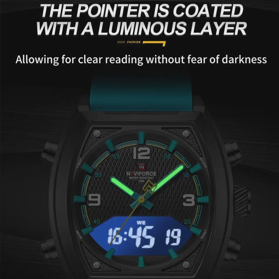 Quartz Watch for Men Digital Sports Watches Man Dual Display Alarm Wristwatch Waterproof Luxury Tonneau Dial Clock