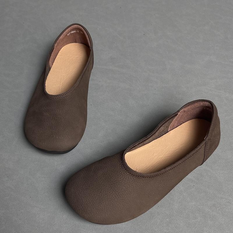 Модные женские туфли из кожи в стиле ретро на плоской подошве, мягкие, здоровые, дышащие, полностью кожаные мокасины, обувь для пожилых людей, простота, старомодность
