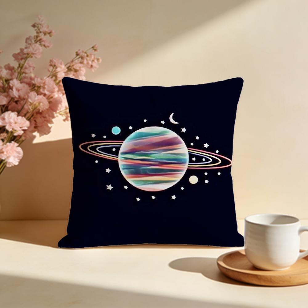 Whimsical Cartoon Planet Cushion Cover Soft Pillow Cases for Home Bedroom Living Room Sofa