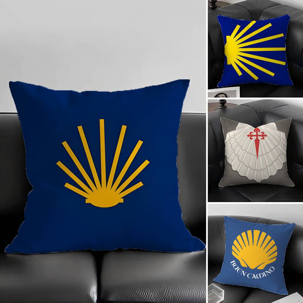 1pc Yellow Camino De Santiago Scallop Pillow Case Square Bedroom Sofa Leisure Comfort Cushion Car Living Room Home Decoration