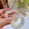 Pearl Crown High Ponytail Hair Ring for Girls - Cute Elastic Headband Accessory for Children