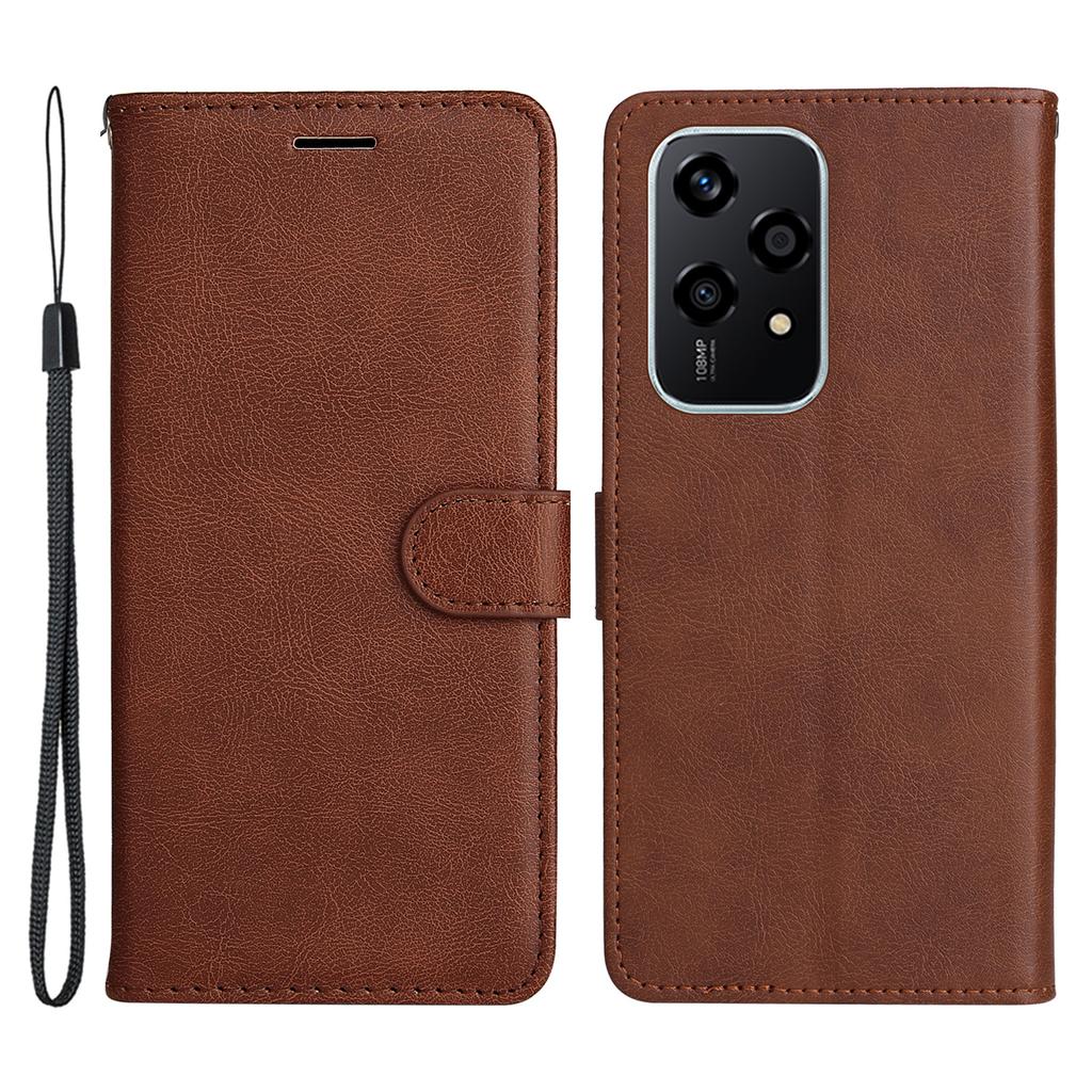 Чехол для Honor 200 Lite Однотонный кожаный чехол для мобильного телефона Кошелек-подставка с ремешком