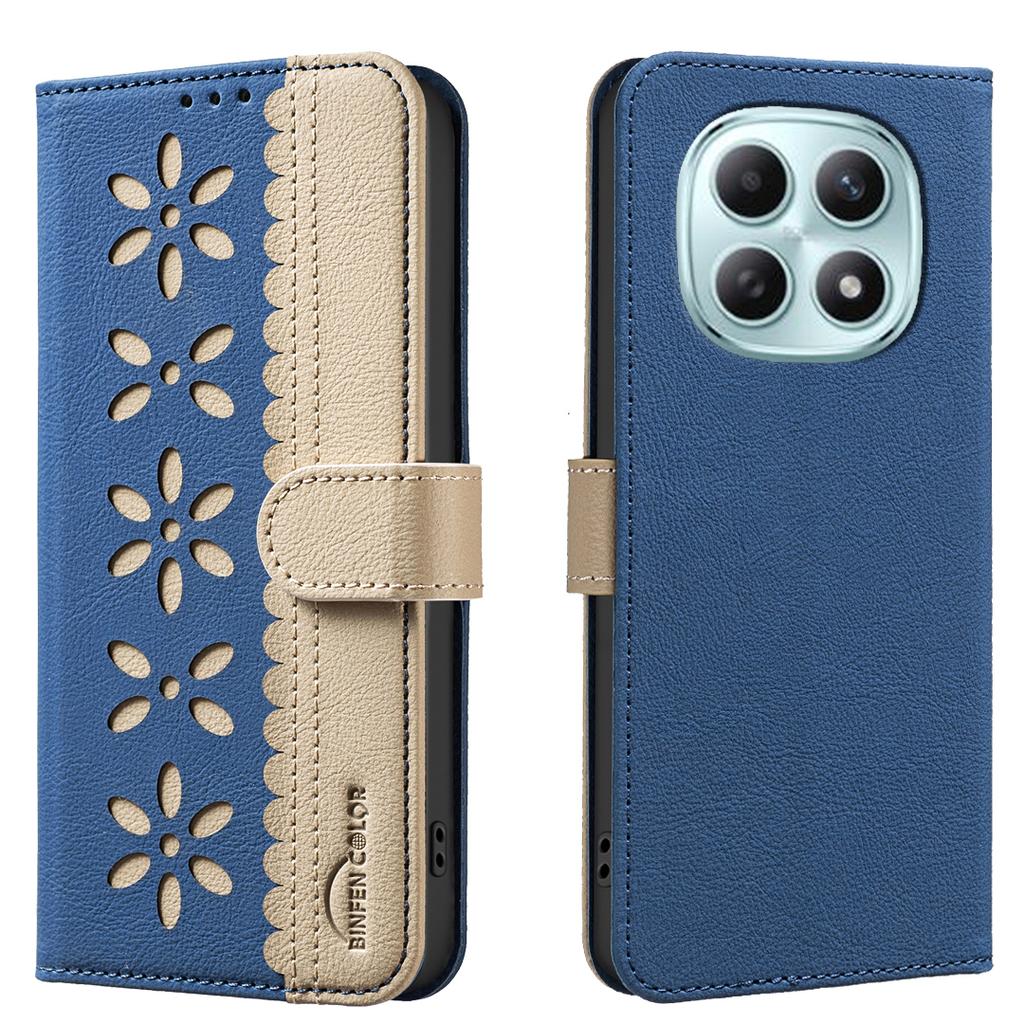 Для Xiaomi Poco M8 5G/Redmi Note 15 5G (Глобальный)/15 4G (Глобальный) Кожаный чехол BINFEN COLOR BF36 с цветочным узором, чехол для телефона, кошелек с RFID-блокировкой, подставка