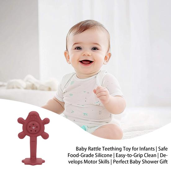 Детская погремушка, игрушка для прорезывания зубов, погремушка из пищевого силикона для младенцев, удобная для захвата, чистая, развивает моторику, развивает сенсорные навыки у малышей