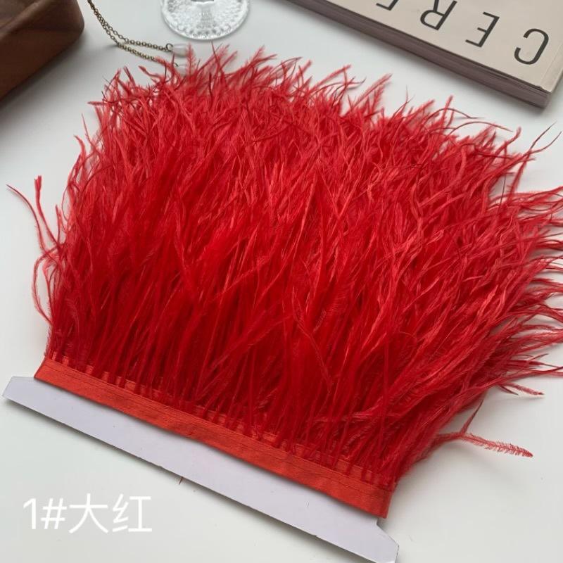 Ткань с отделкой из страусиных перьев 10-15 см Аксессуары для одежды DIY Украшение юбки Декольте платья Манжеты Перья