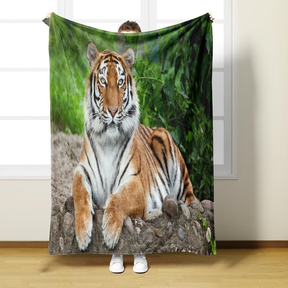 Tiger pattern Printed Blanket for Sofa Bed Travel Camping Living Room Office Conditioning Blanket for All Seasons Gifts