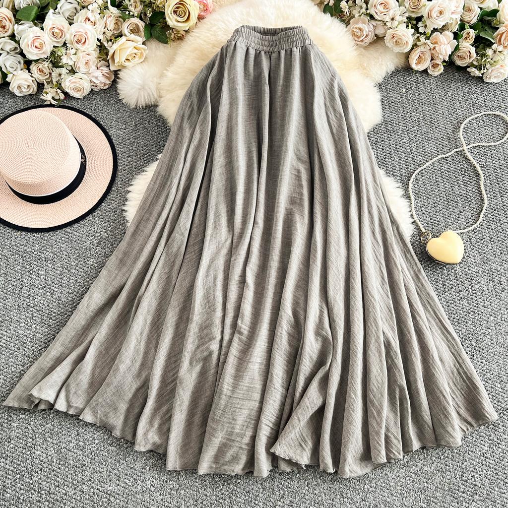 Dimanaf 2025 Summer Solid Women New Skirts Elastic Elegant White Pleated Skirts Lace High Waist