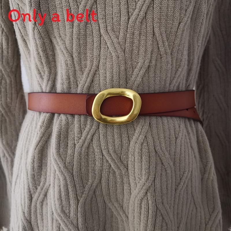 Authentic Ladies Belt With Alloy Circle Buckle For Office And Casual