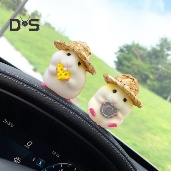 Экологичная скульптура хомяка в соломенной шляпе. Уникальная автоматическая миниатюрная скульптура хомяка-еда.