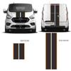 4Pcs Car Sticker Vinyl Racing Stripes Decals Black + Orange For RV Truck Van DIY
