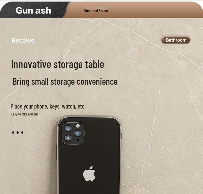 Держатель для туалетной бумаги и полка для мобильного телефона цвета «оружейный серый» | Настенный органайзер для ванной комнаты без сверления