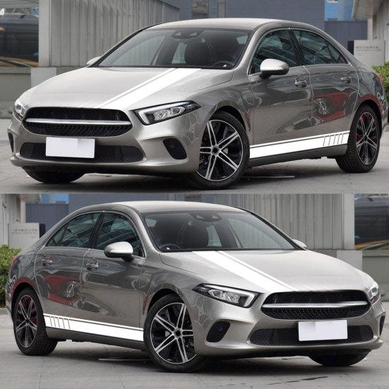 Спортивная гоночная полоса автомобиля, боковая часть кузова, капот, зеркало заднего вида, наклейка, набор декоративных наклеек