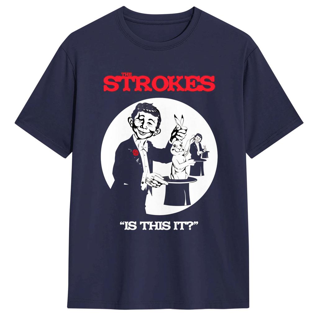 The Strokes Band TShirt Beach Pure Cotton T Shirts For Male Hip Hop Printed Tshirt Short Sleeves Y2K Basic Top Tees