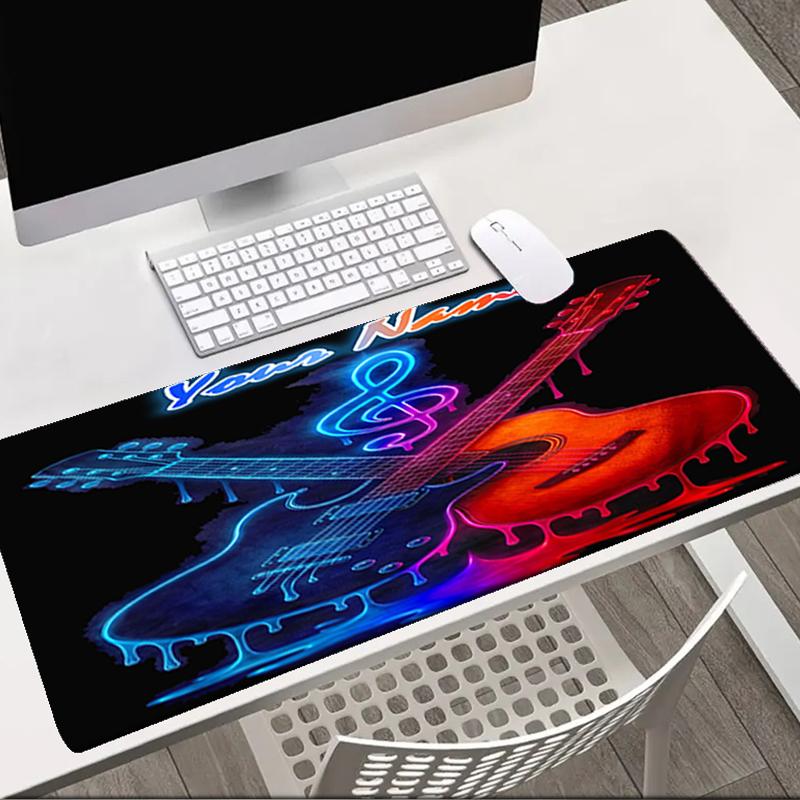 1PC Custom Name Neon Guitar Melody Mouse pad, keyboard and mouse desk pad, for computer notebook Birthday Gift For Any Room Or Office