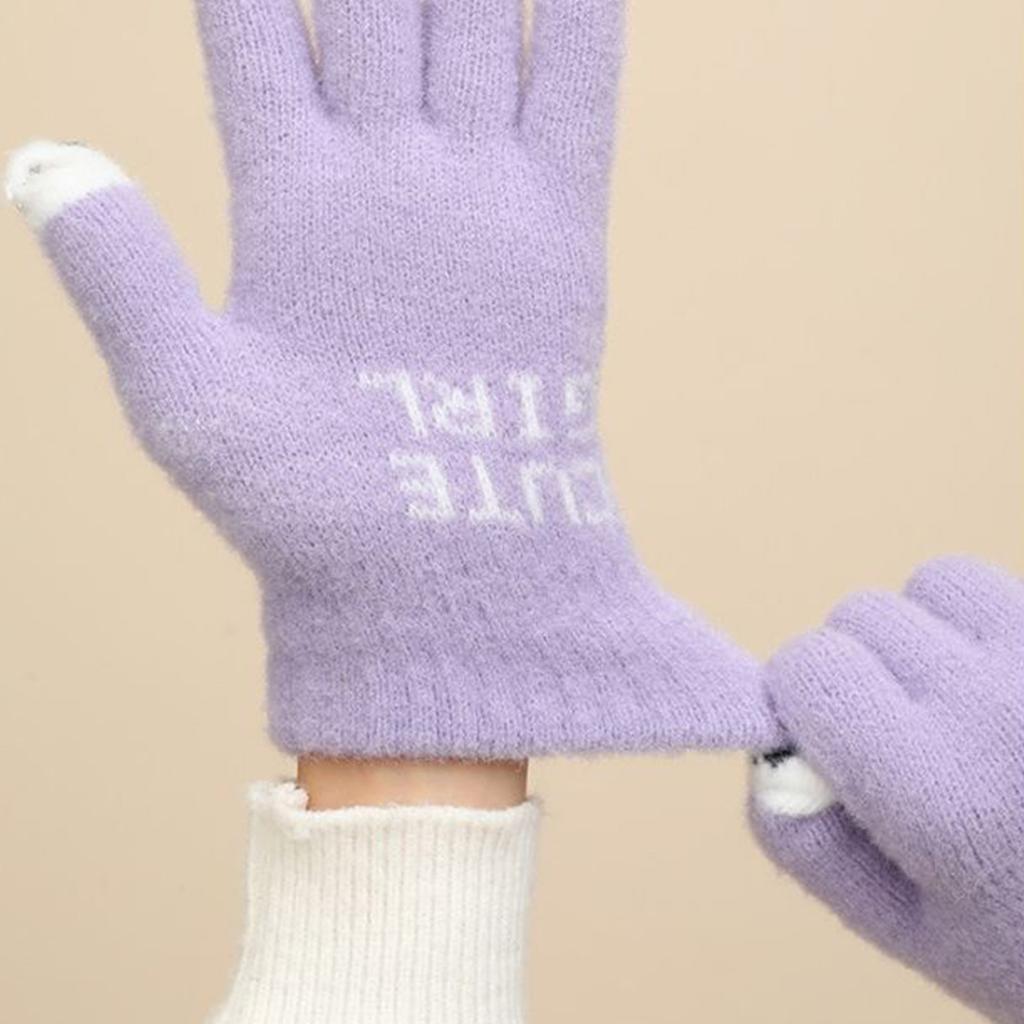 Winter Warm Stretchy Mittens Adult Knitted Touchable Screen Full Finger Gloves Knit Gloves for Cold Weather Cycling