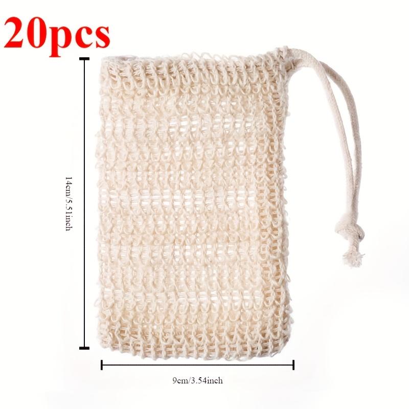 Упаковка из 20 натуральных сизалевых мешочков для экономии мыла, отшелушивающие сетчатые мешочки, неароматизированные пенящиеся мыльные куски для душа, средство для сушки ванны