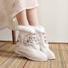 [Clouds] 2024 Autumn and Winter New Hanfu Boots Women's Short Boots Inner Height Increase Soft Bottom Embroidered Velvet Antique Cotton Boots