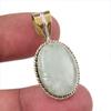 Natural Prehnite Gemstone 925 Solid Sterling Silver Two Tone Pendant 1.25" Y7u26