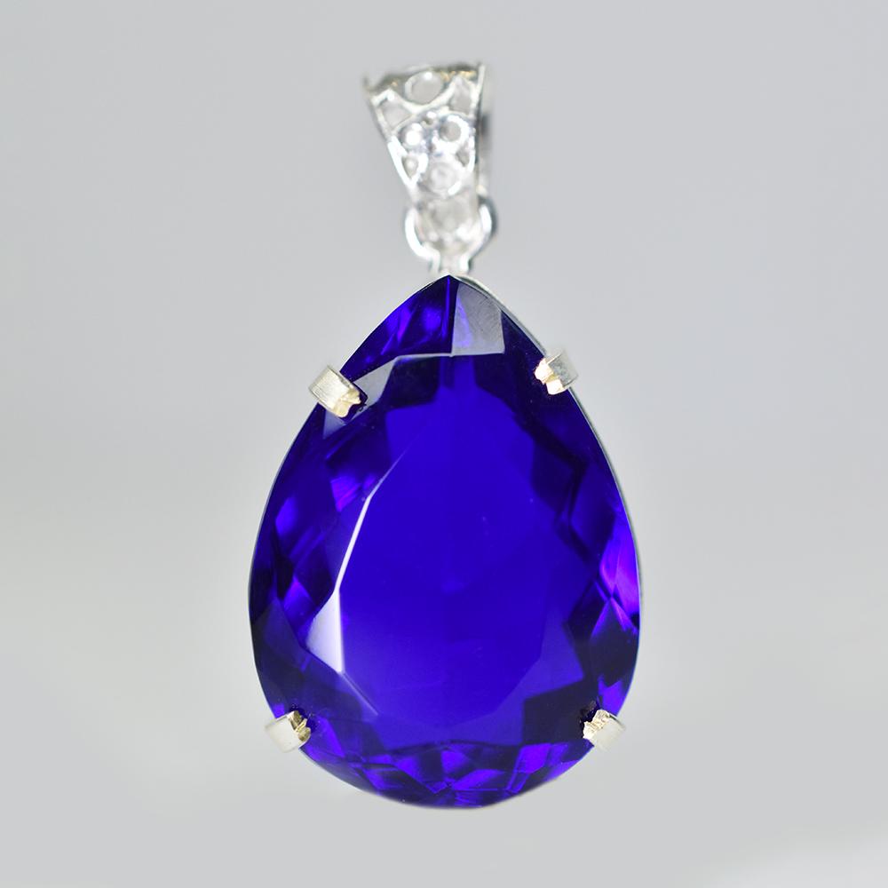 63 Ct Lab Created Blue Tanzanite Pendant 925 Sterling Silver Gemstone Certified My.pd-133-k