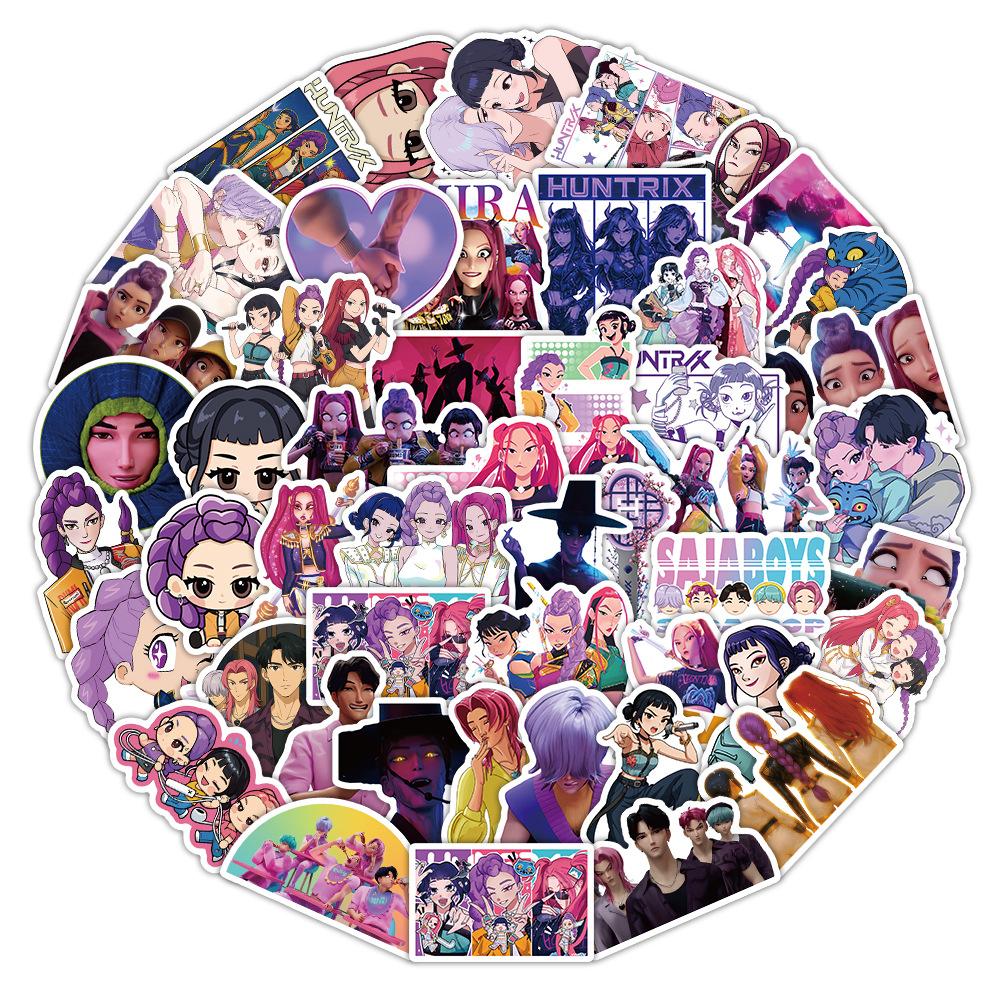 50 New Cross-border Kpop Demon Hunters Stickers for Personalized Graffiti Decoration of Mobile Phone Water Cups and Waterproof Stickers