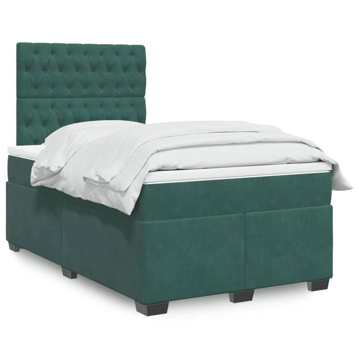 Maison Exclusive - Sommier à lattes de lit et matelas Vert foncé 120x200cm Velours