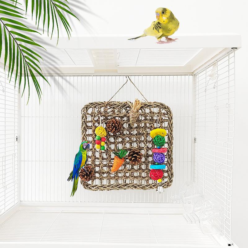 Товары для попугаев Игрушки для птиц Водная трава Лазательная сетка Игрушки для жевания кроликов Птицы Соломенный гамак Качели Прорезыватель для зубов