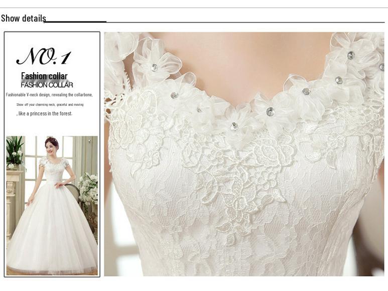 2025 Spring Plus Size Floral One-Shoulder Wedding Gown with Slimming Design