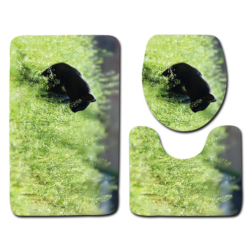 Toilet Three-Piece Floor Mat, Bathroom Three-Piece Carpet Doormat