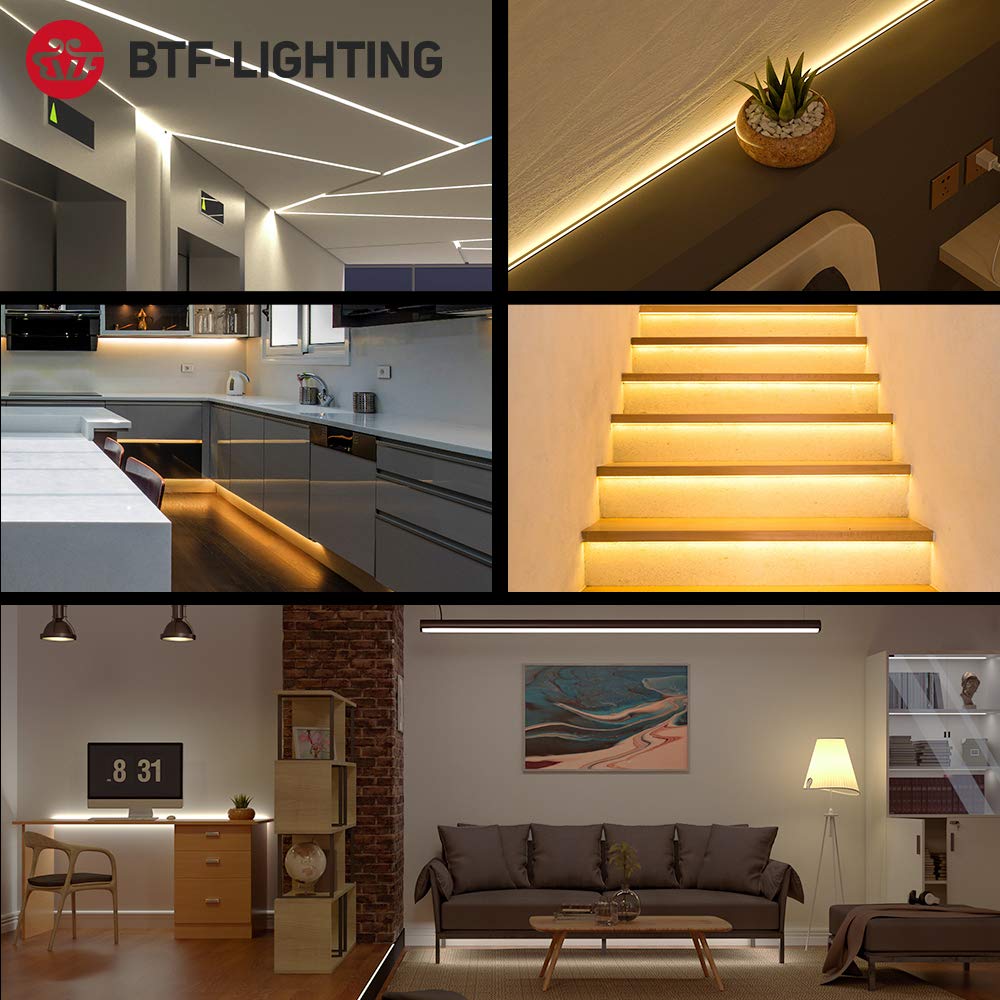 Светодиодная лента BTF-LIGHTING FCOB COB, гибкая светодиодная лента высокой плотности, 5 м, 528 светодиодов (2640 светодиодов5м), Теплый белый, 3000К, ширина 10мм, DC12V,