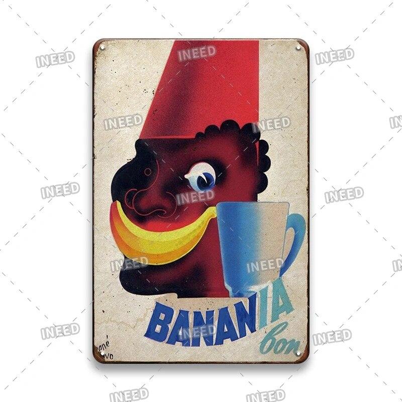France BANANIA Metal Sign Wall Poser Funny Tin Painting Plaque Retro Vintage Decorative Iron Painting PUB Room Hotel Decor