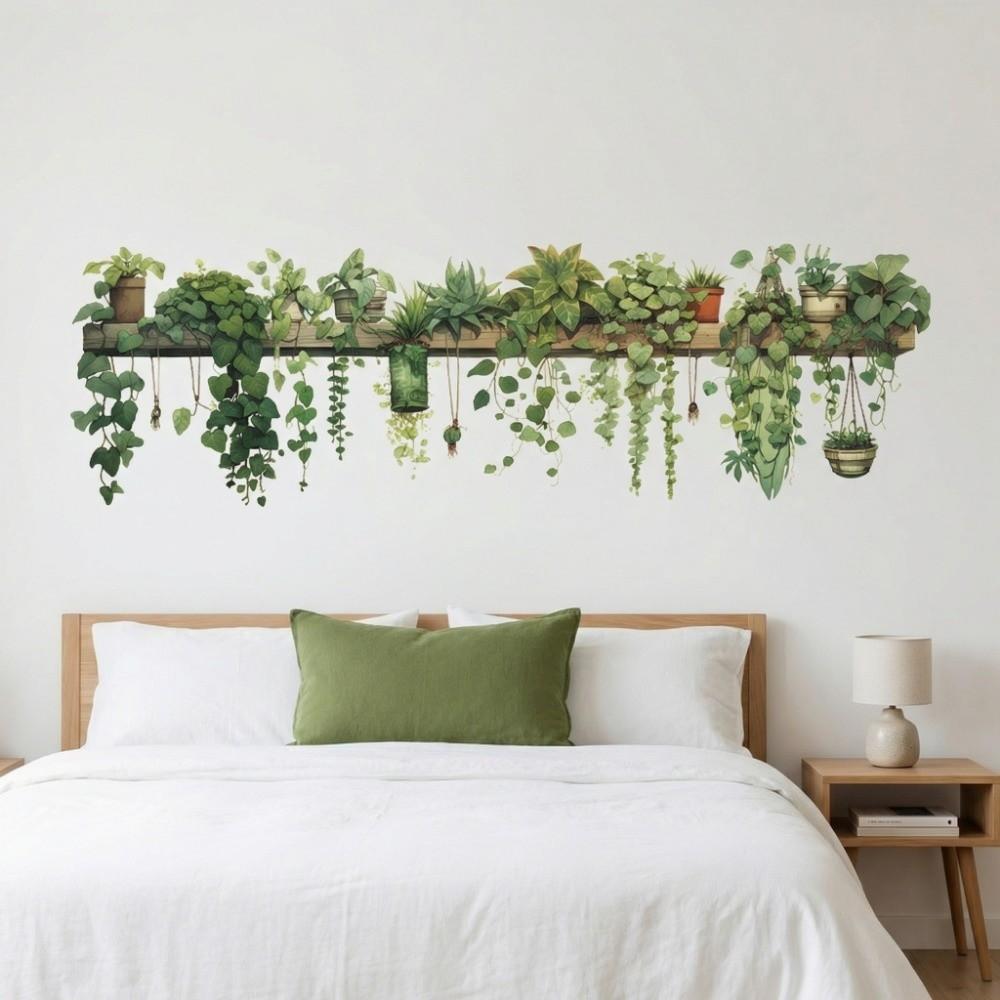 PVC Plant Branch Wall Decoration Hanging Basket Wall Decals Fresh Wallpaper  Background Wall